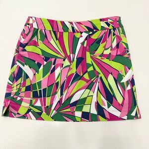 Loudmouth Ladies Womens Pink Green Fan Leaf Abstract Print Golf Skort Size 6